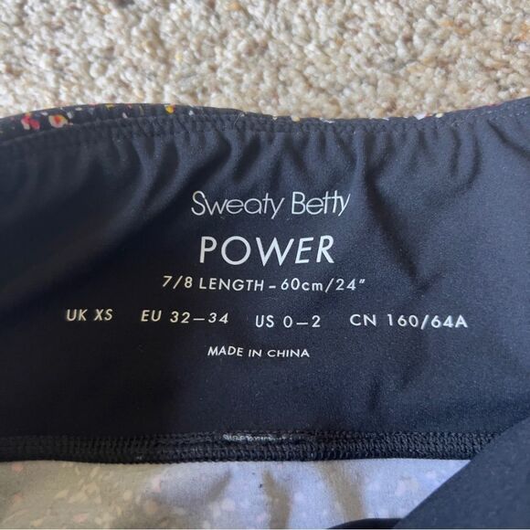 Sweaty Betty Power 7/8 Black Confetti Print Athletic Workout Leggings Size XS - Picture 4 of 9